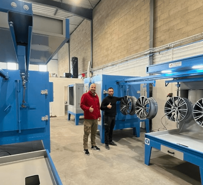 TORNADO RIM ELECTROSTATIC POWDER COATING BOOTH AND OVEN TRAINING IN FRANCE 