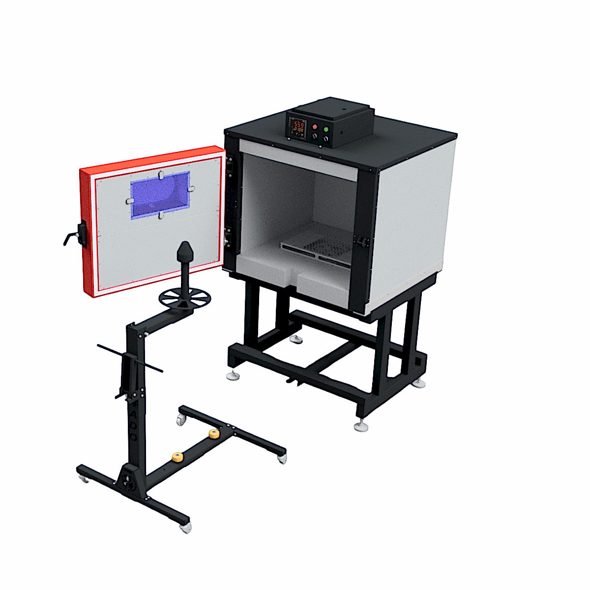 Electrostatic Wheel Coating Oven  Single Wheel 2 Transport Carts Included Set